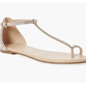 Sequined Embellished Flat Sandal - Women’s Size 7